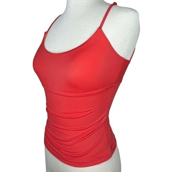 PrAna Merrow Tankini Top sz XS * strappy back coral orange light padding swim - Picture 2 of 8